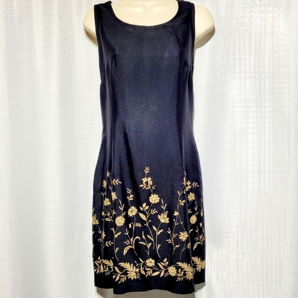 Vintage Christy Lyn Silky Black Dress (13/14) Made in U.S.A.